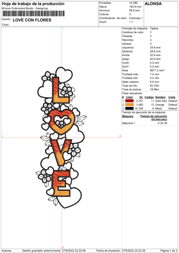 Love con corazones y flores - Imagen 2
