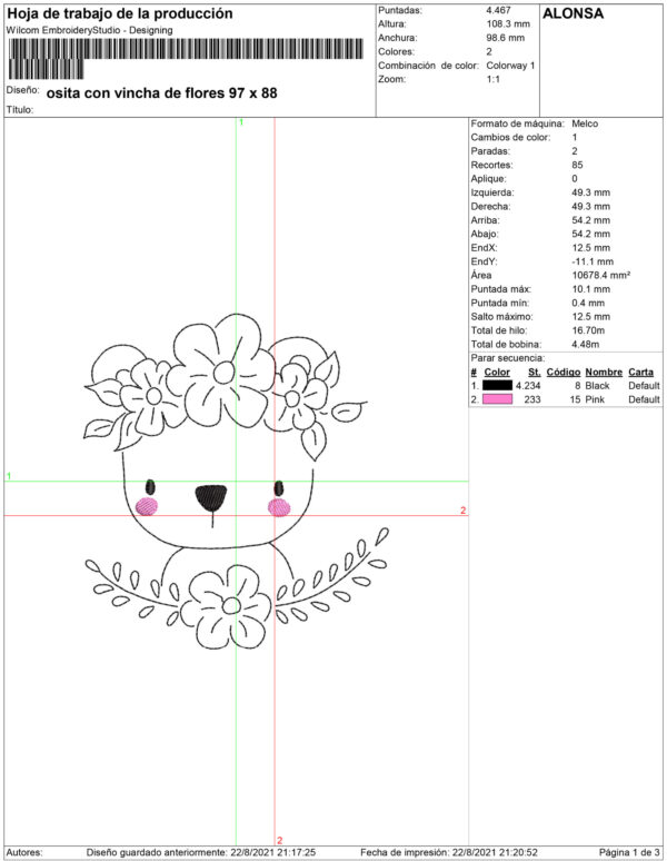 Osita con vincha de flores - Imagen 2