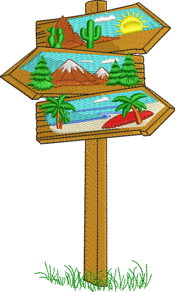Señal de tránsito con paisajes