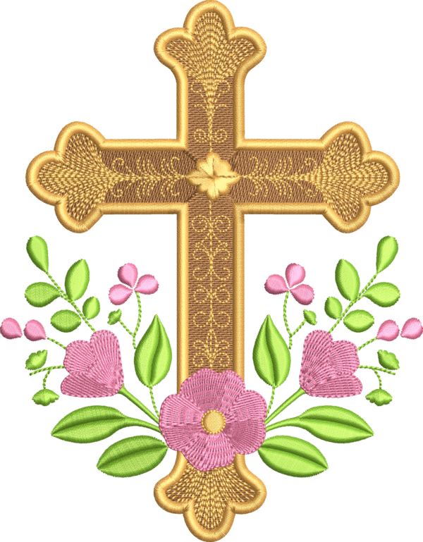 Cruz dorada floral