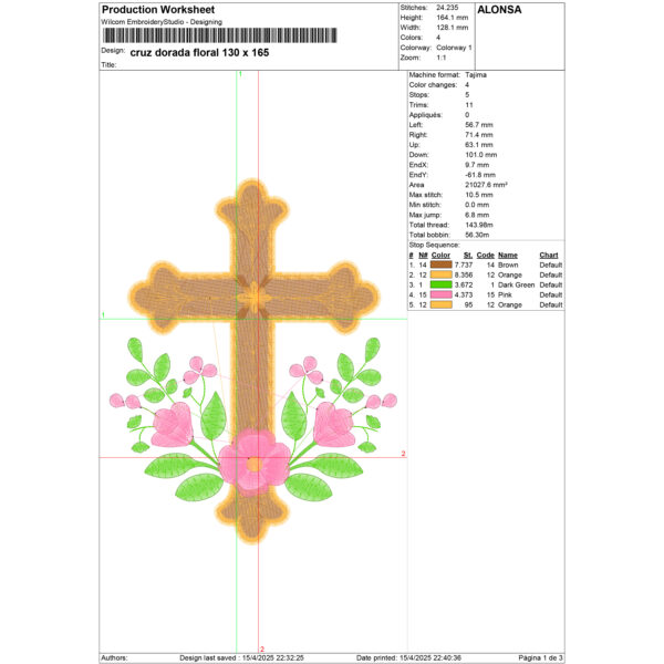 Cruz dorada floral - Imagen 9