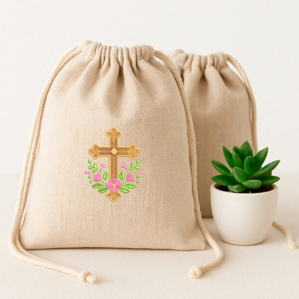 Cruz dorada floral - Imagen 4