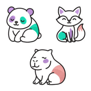 Colección animales pastel kawaii