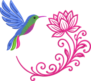 Colibrí con flor de loto