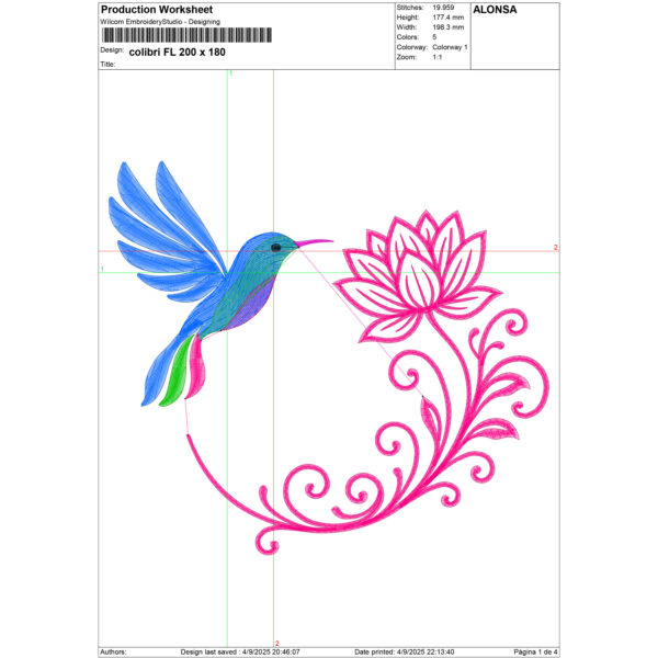 Colibrí con flor de loto - Imagen 9
