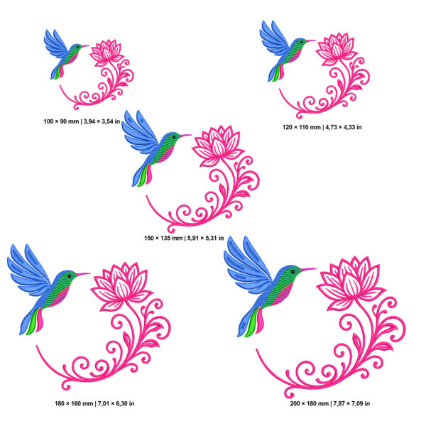 Colibrí con flor de loto - Imagen 2
