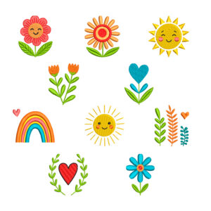 Flores y corazones retro