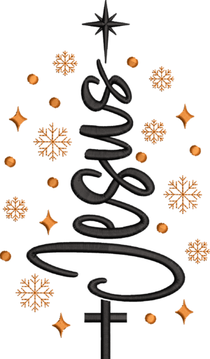 Árbol de Navidad con la palabra Jesús