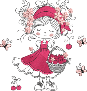 Nena con cerezas